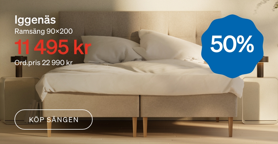 Bild på säng 11 495 kr ord pris 22 990 kr för medlem 50% Bild på säng 11 495 kr ord pris 22 990 kr för medlem 50%