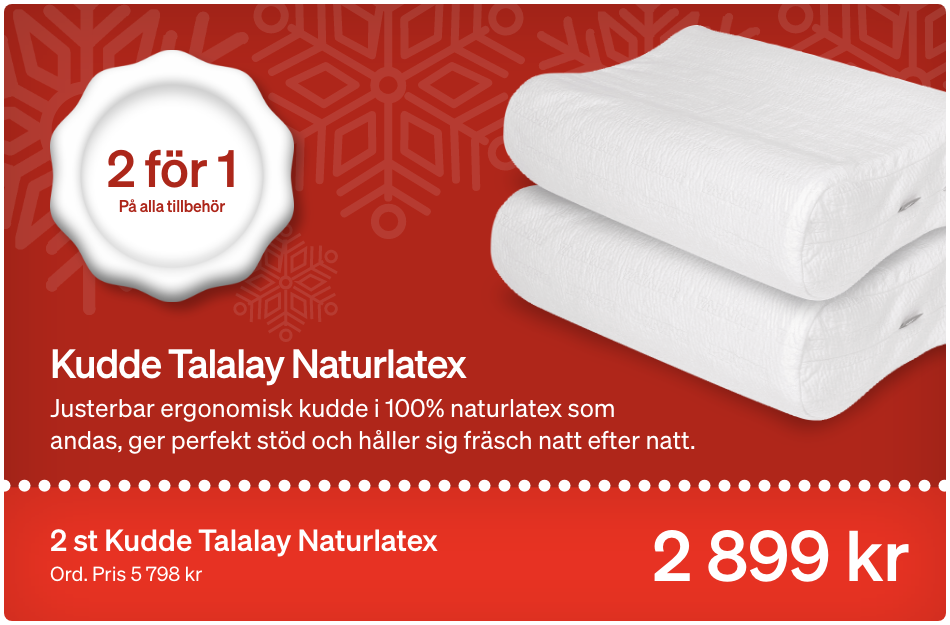 2 st Kudde Talalay Naturlatex - 2 899 kr ord. pris 5 798 kr 2 st Kudde Talalay Naturlatex - 2 899 kr ord. pris 5 798 kr
