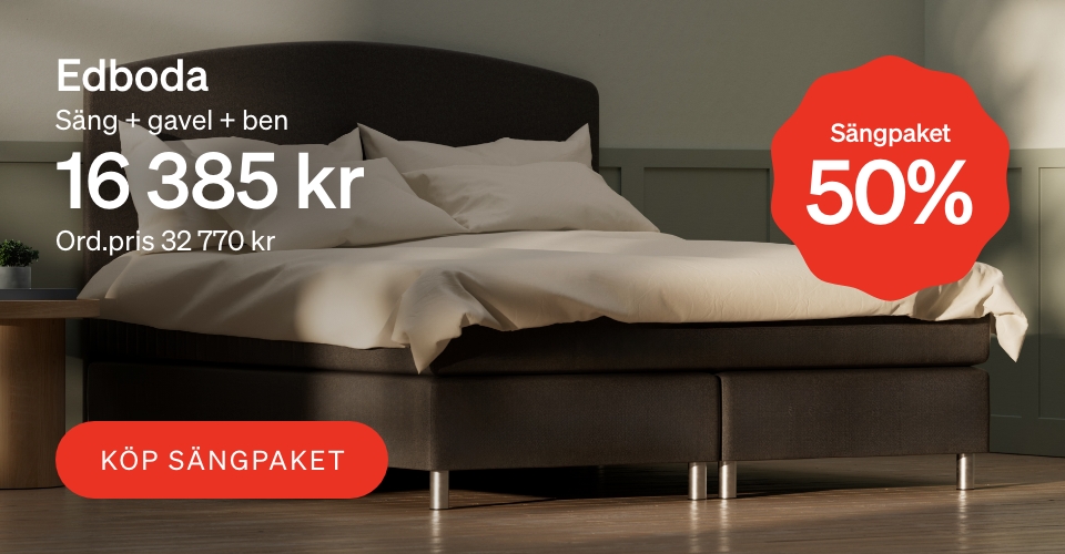 Bild på säng - Edboda Pris 16 385 Ord.pris 32 770 kr 50% rabatt på sängpaket sängben+gavel+säng