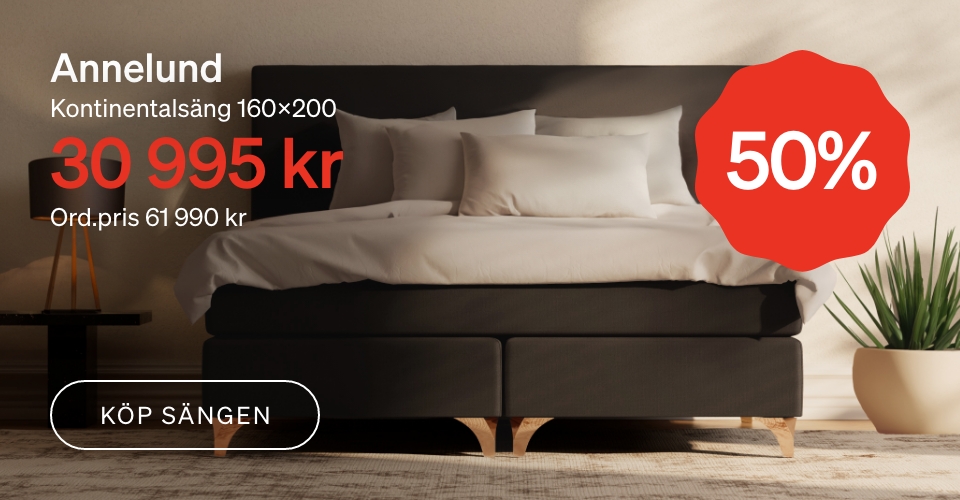 Bild på säng - 30 995 kr 50% rabatt ord.pris 61 990 - knapp köp annelund Bild på säng - 30 995 kr 50% rabatt ord.pris 61 990 - knapp köp annelund
