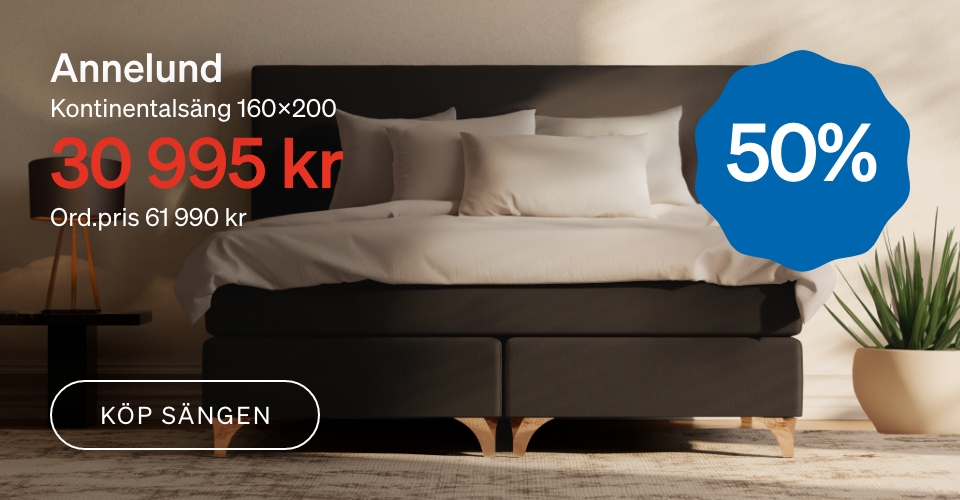 Bild på säng - 30 995 kr 50% rabatt ord.pris 61 990 - knapp köp annelund Bild på säng - 30 995 kr 50% rabatt ord.pris 61 990 - knapp köp annelund