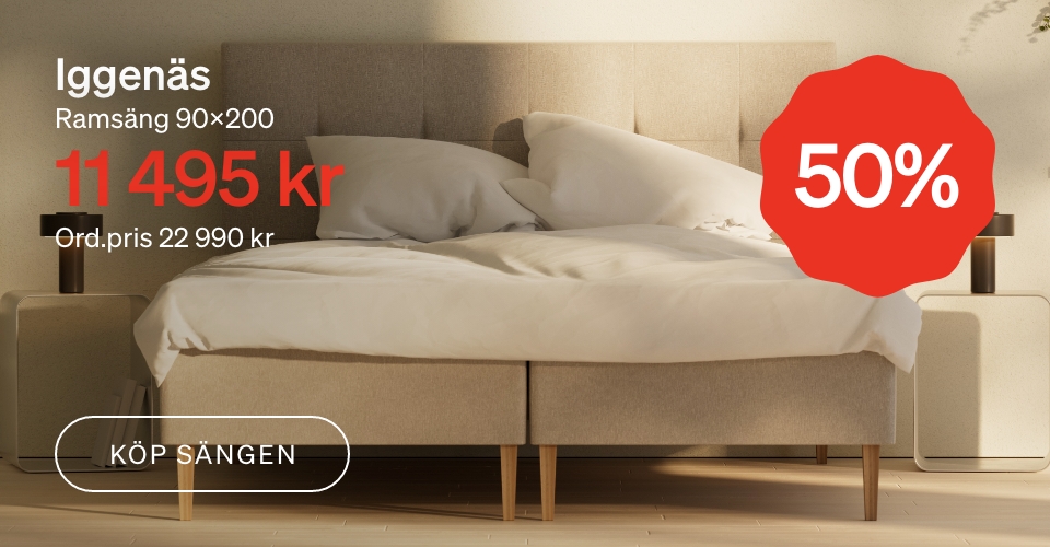 Bild på säng 11 495 kr ord pris 22 990 kr för medlem 50% Bild på säng 11 495 kr ord pris 22 990 kr för medlem 50%
